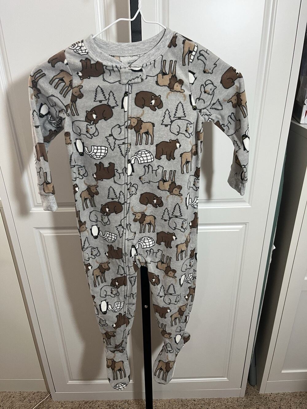 NEW W/O Tags Simple Joys Toddler Footed Pajamas Moose Bear Size 3T